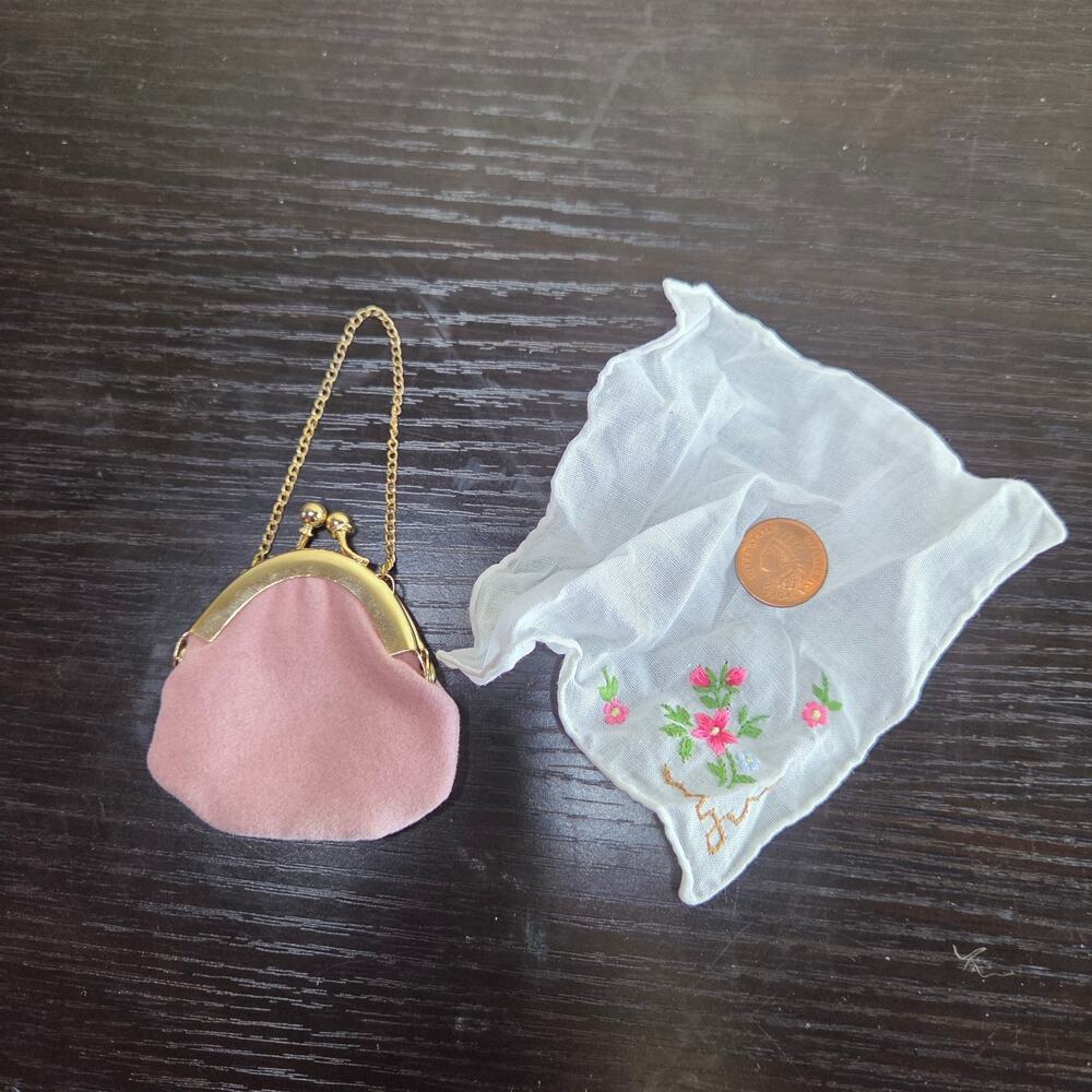 VTG 1989 American Girl Pleasant Co Samantha Meet Coin Purse Handkerchief Coin